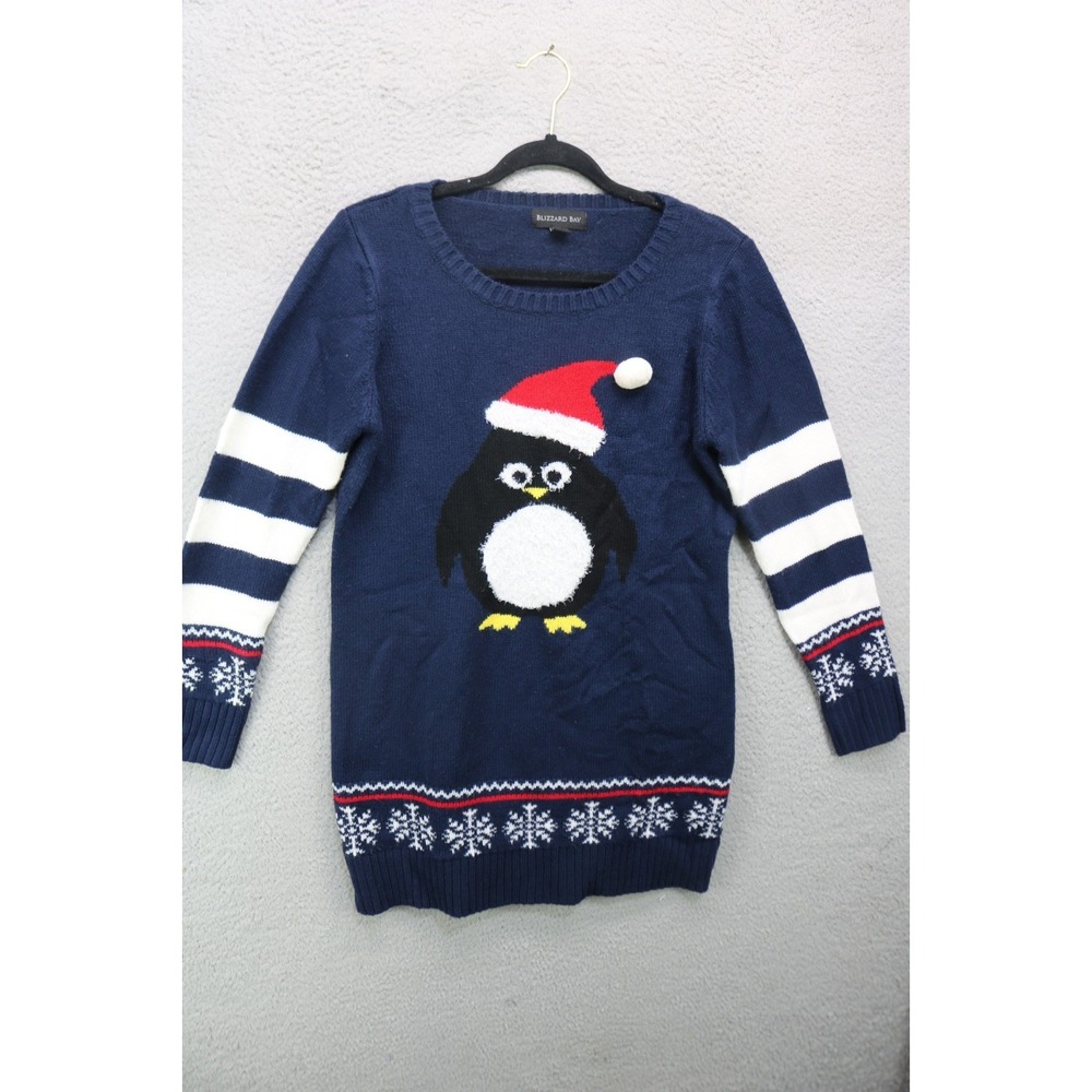Blizzard Bay Long Sleeve Chirstmas Penquin Sweater Tunic-Medium-Holiday-Oversize
